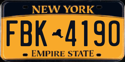 NY license plate FBK4190