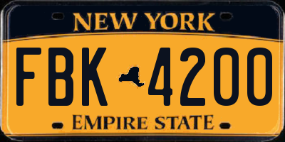 NY license plate FBK4200