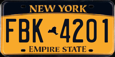 NY license plate FBK4201