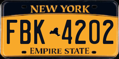 NY license plate FBK4202