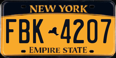 NY license plate FBK4207