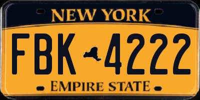 NY license plate FBK4222