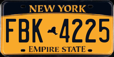NY license plate FBK4225