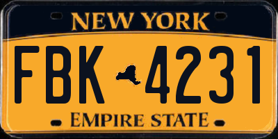 NY license plate FBK4231