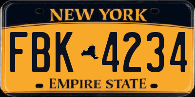 NY license plate FBK4234