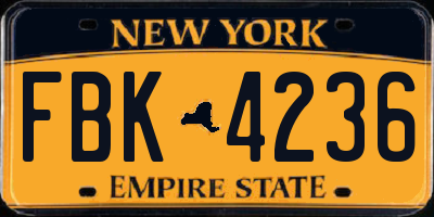NY license plate FBK4236