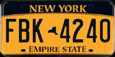 NY license plate FBK4240