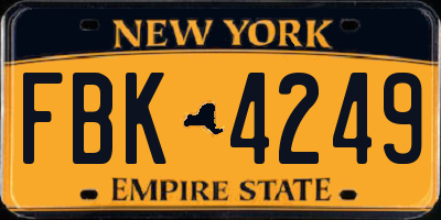 NY license plate FBK4249