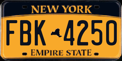 NY license plate FBK4250