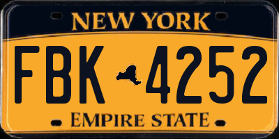 NY license plate FBK4252