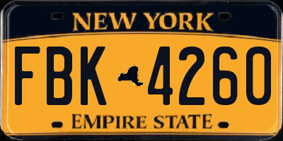 NY license plate FBK4260