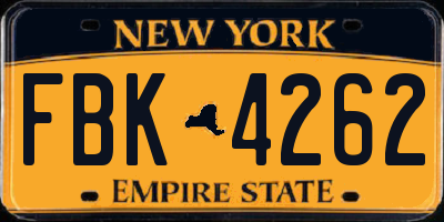 NY license plate FBK4262