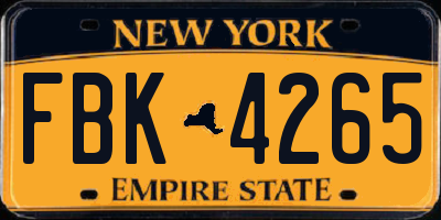 NY license plate FBK4265