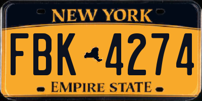NY license plate FBK4274