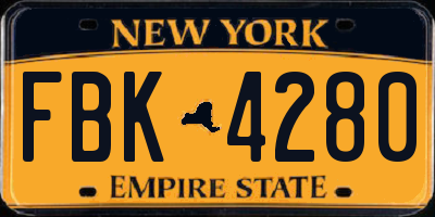 NY license plate FBK4280