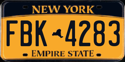 NY license plate FBK4283