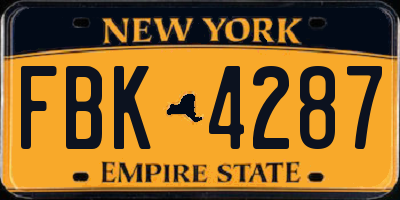 NY license plate FBK4287