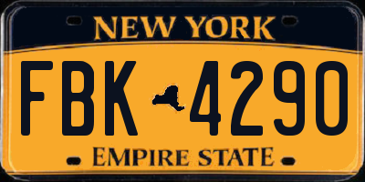 NY license plate FBK4290