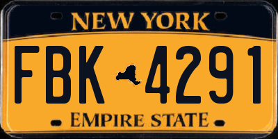 NY license plate FBK4291