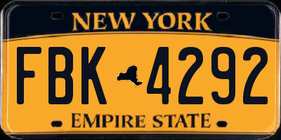 NY license plate FBK4292