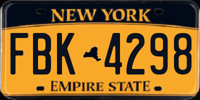 NY license plate FBK4298