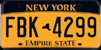 NY license plate FBK4299