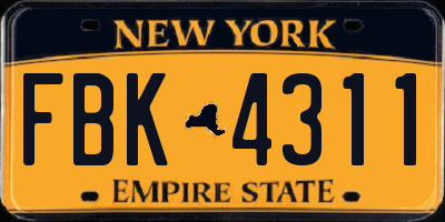 NY license plate FBK4311
