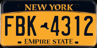 NY license plate FBK4312