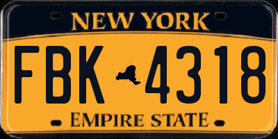 NY license plate FBK4318