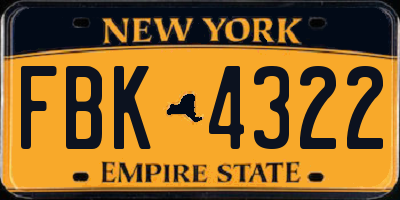 NY license plate FBK4322