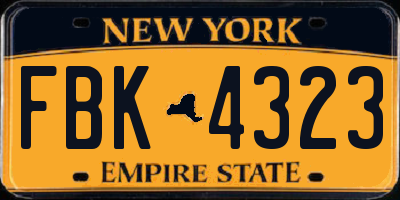 NY license plate FBK4323