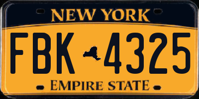 NY license plate FBK4325
