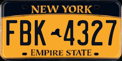 NY license plate FBK4327