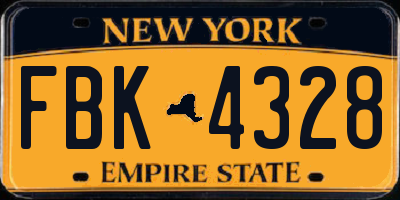NY license plate FBK4328