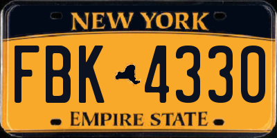 NY license plate FBK4330