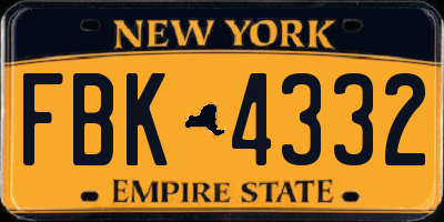 NY license plate FBK4332