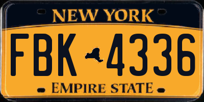 NY license plate FBK4336