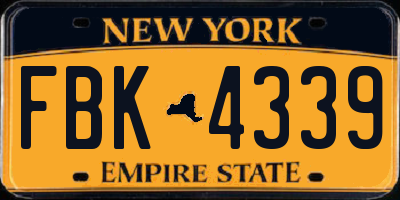 NY license plate FBK4339