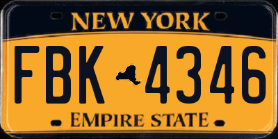 NY license plate FBK4346