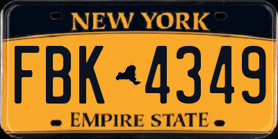 NY license plate FBK4349