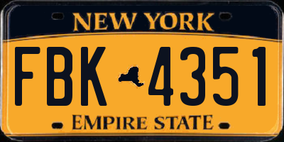 NY license plate FBK4351
