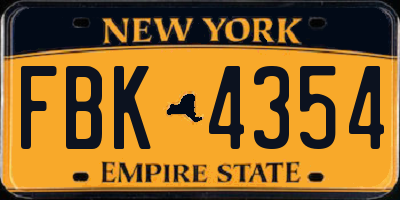 NY license plate FBK4354