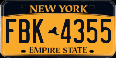 NY license plate FBK4355