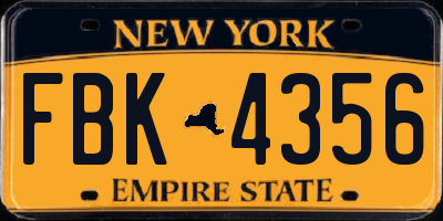 NY license plate FBK4356