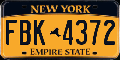 NY license plate FBK4372