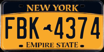 NY license plate FBK4374