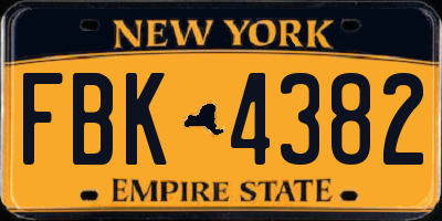 NY license plate FBK4382
