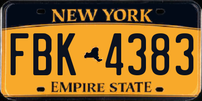 NY license plate FBK4383