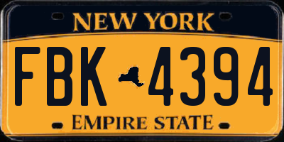 NY license plate FBK4394