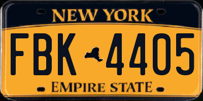 NY license plate FBK4405